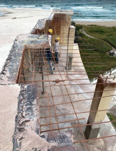 Rebar Primer/Bond-CI in use on a coastline project